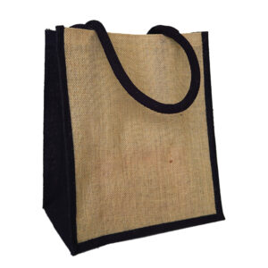 Jute Stock Bag with Black Trim