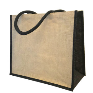 Stock Jute Market Bag with Black Trim